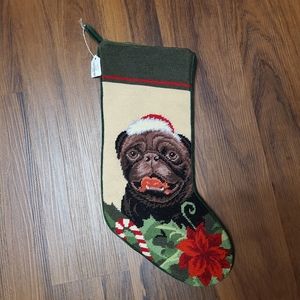 Chocolate Pug Christmas Stocking